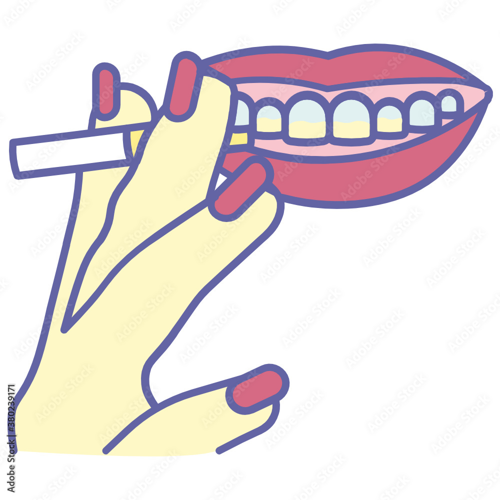 Cigarettes and teeth Concept, Smoking and Dental Health Design, Tobacco