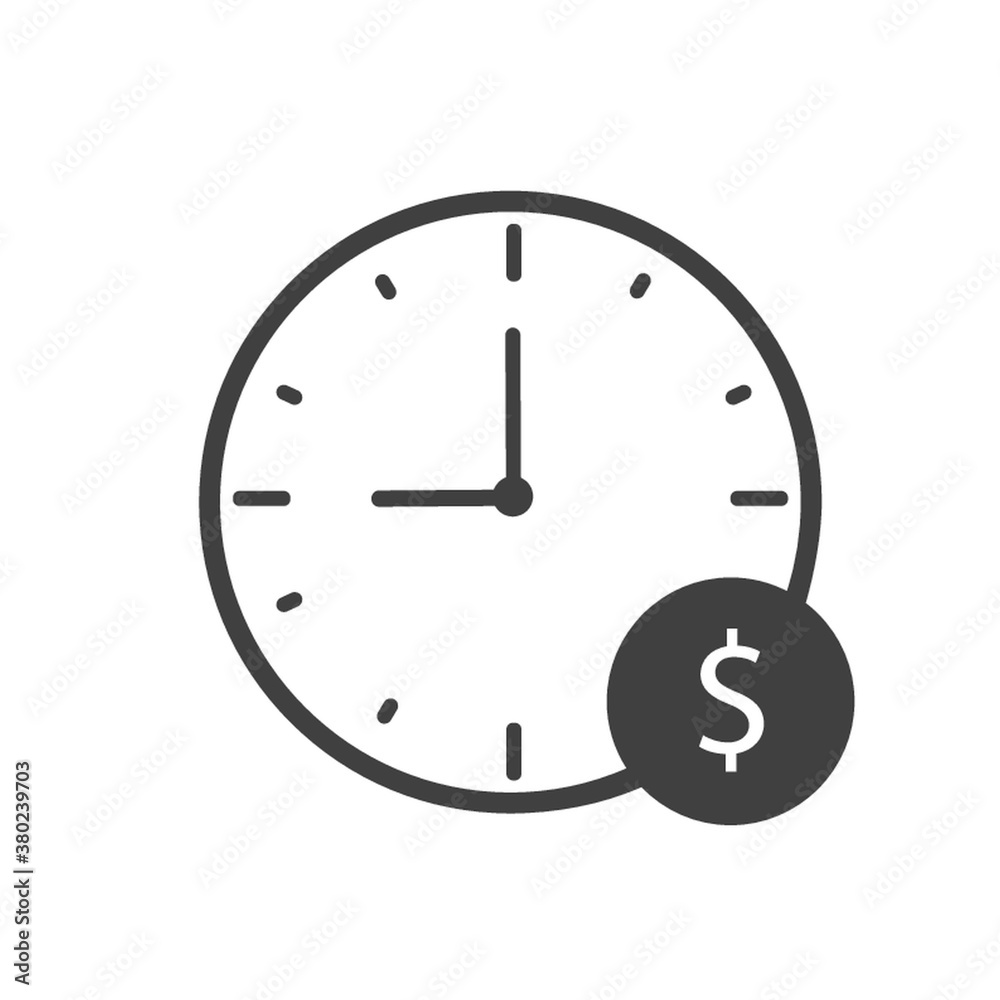 clock with dollar icon clock with dollar icon