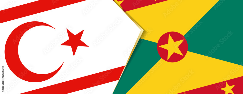 Northern Cyprus and Grenada flags, two vector flags. Northern Cyprus and Grenada flags, two vector flags.
