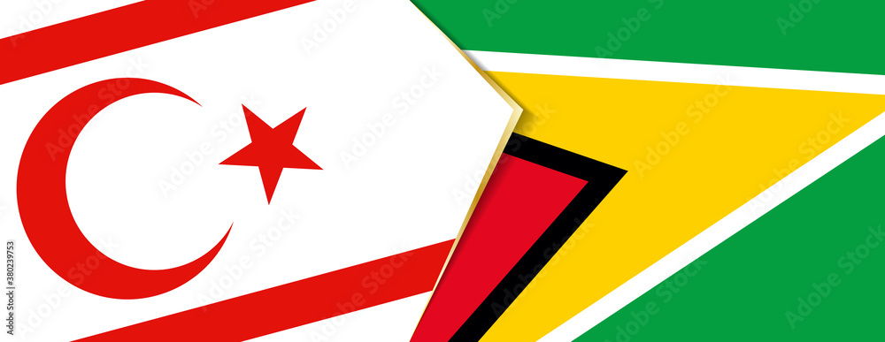 Northern Cyprus and Guyana flags, two vector flags. Northern Cyprus and Guyana flags, two vector flags.
