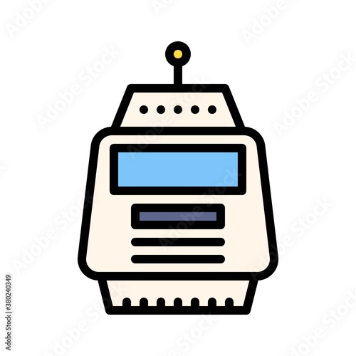 space related space capsule with glass, antena and buttons vector with editable stroke,