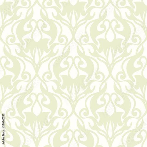 Flower pattern. Seamless white and gray ornament. Graphic vector background. Ornament for fabric, wallpaper, packaging