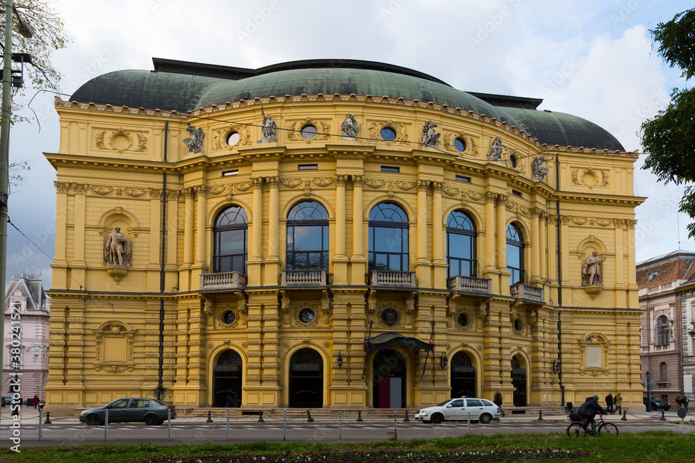 Image of National Theatre of hungarian city Szeged outdoors.