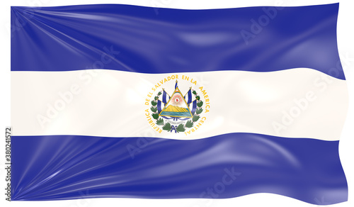 Detailed Illustration of a Waving Flag of El Salvador