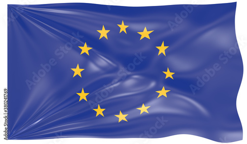 Detailed Illustration of a Waving Flag of European Union