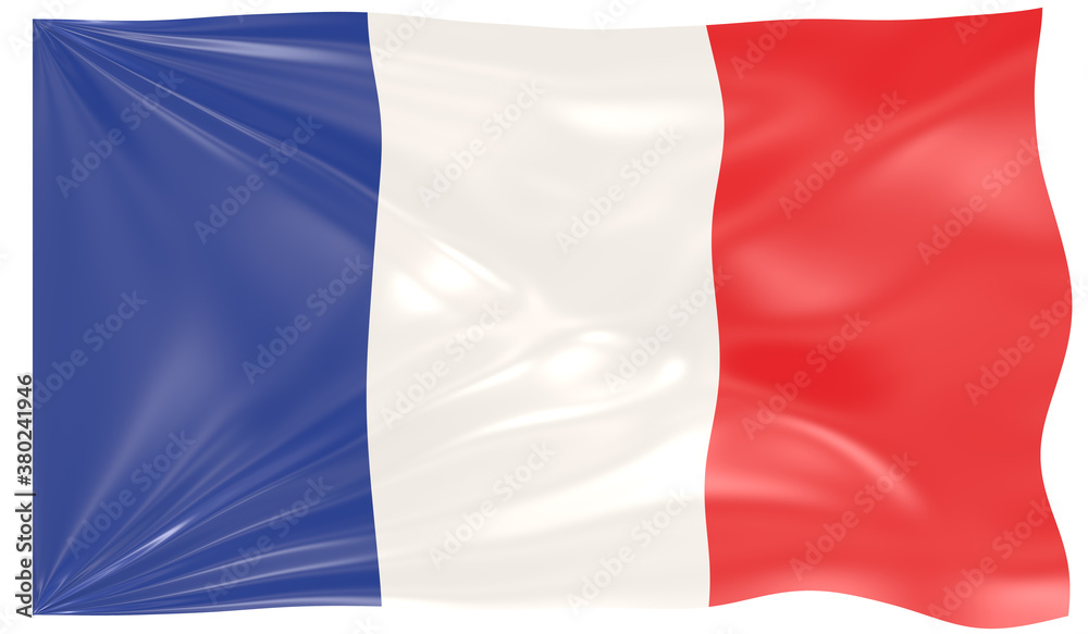 Detailed Illustration of a Waving Flag of France