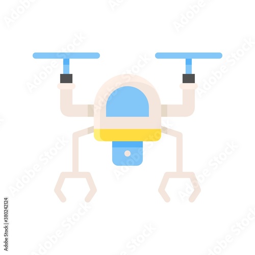 space related drone camera with wings and lense vector in flat style,