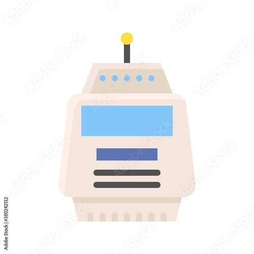 space related space capsule with glass, antena and buttons vector in flat style,