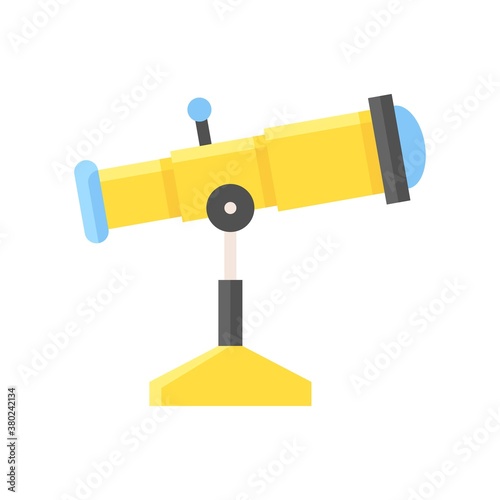 space related telescope or space tool with glasses and stand vector in flat style,