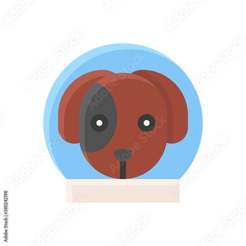 space or planet related space animal dog face in glass globe vector in flat style,