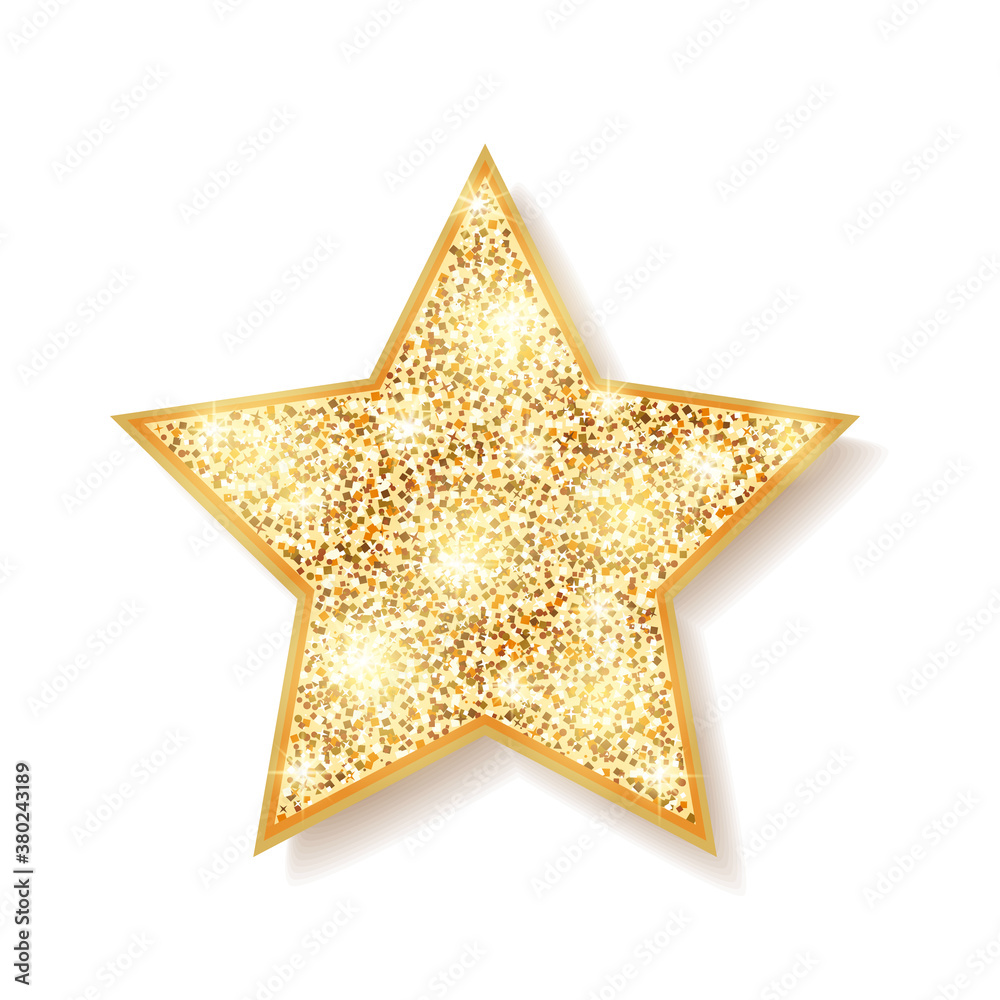 Obraz premium Gold glitter star isolated on white background.