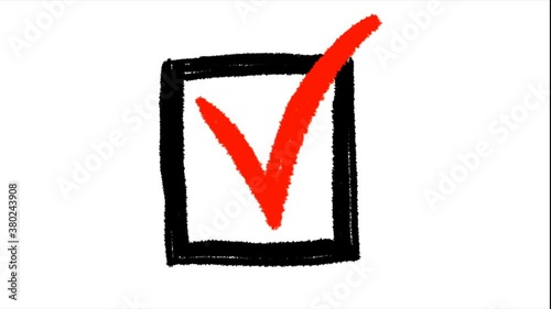 animation of check sign. Vote sign. Hand drawn frame by frame animation