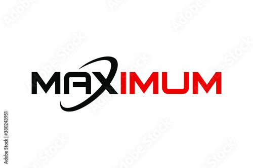 Typography of MAXIMUM with unique on 'X' letter ready to use.