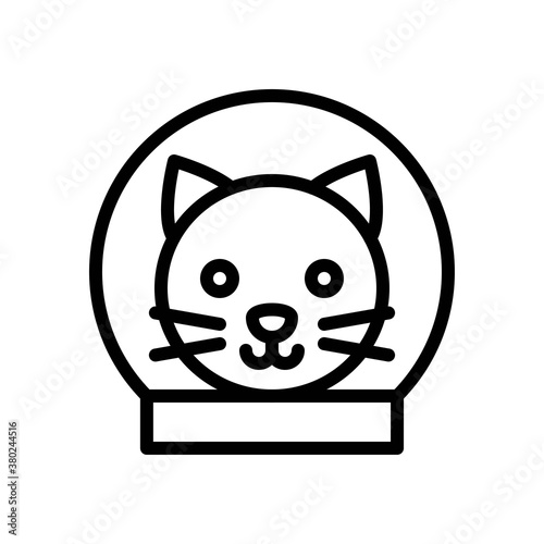 space or planet related space animal cat face in glass globe vector in lineal style,