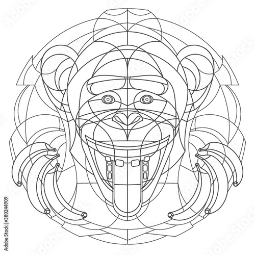Intricate monkey with bananas design