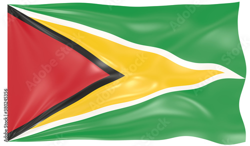 Detailed Illustration of a Waving Flag of Guyana
