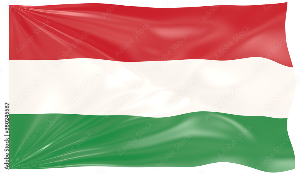 Fototapeta premium Detailed Illustration of a Waving Flag of Hungary