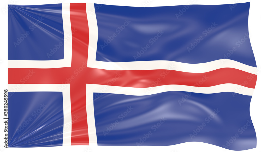 Fototapeta premium Detailed Illustration of a Waving Flag of Iceland