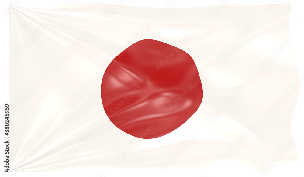 Fototapeta premium Detailed Illustration of a Waving Flag of Japan