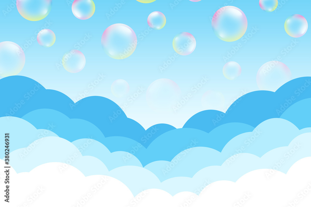 雲の背景　長方形　シャボン玉