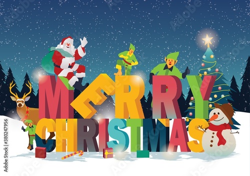Wallpaper Mural Merry christmas lettering design Torontodigital.ca