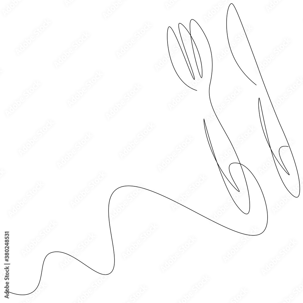 Fork and knife line drawing. Vector illustration Fork and knife line drawing. Vector illustration