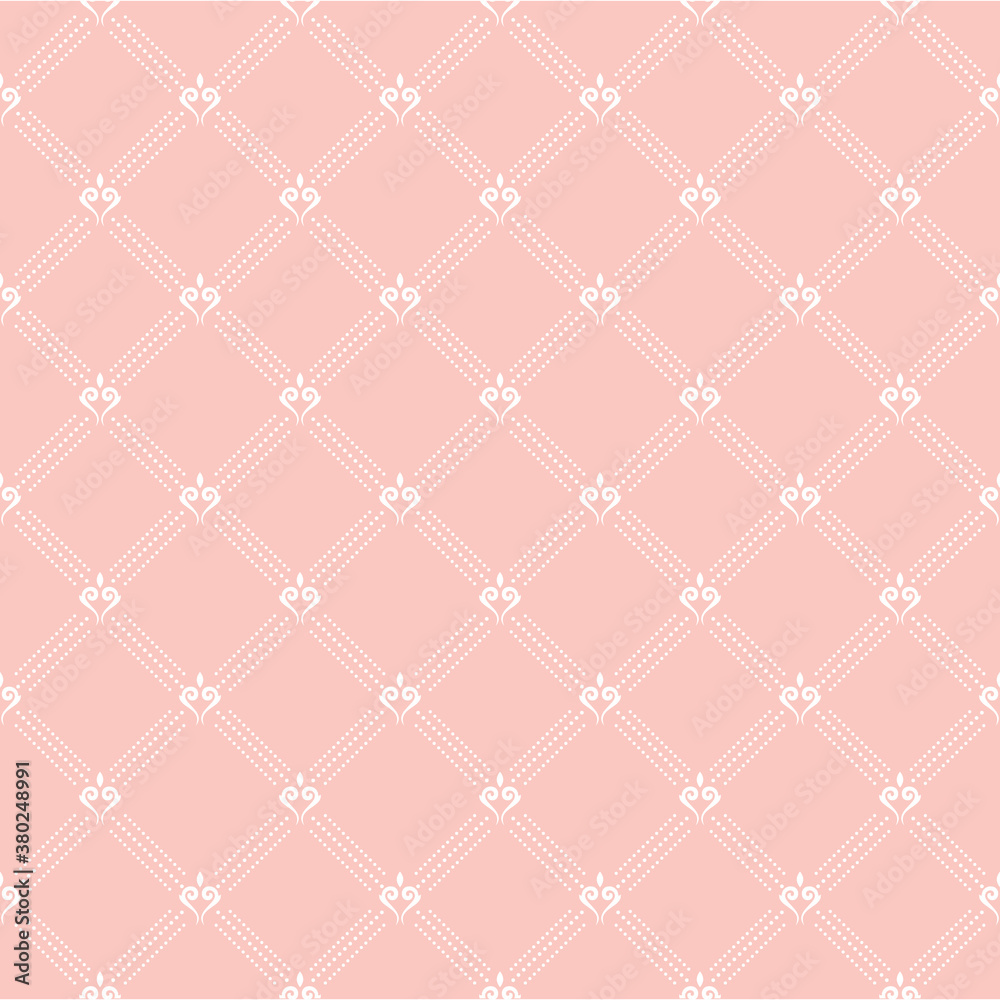 Fototapeta premium Geometric dotted vector pink and white pattern. Seamless abstract modern texture for wallpapers and backgrounds