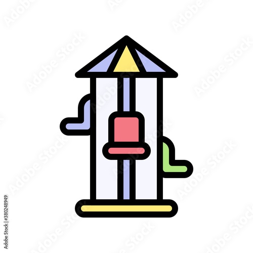 summer holiday related cradle slides with roof and chairs vector with editable stroke,