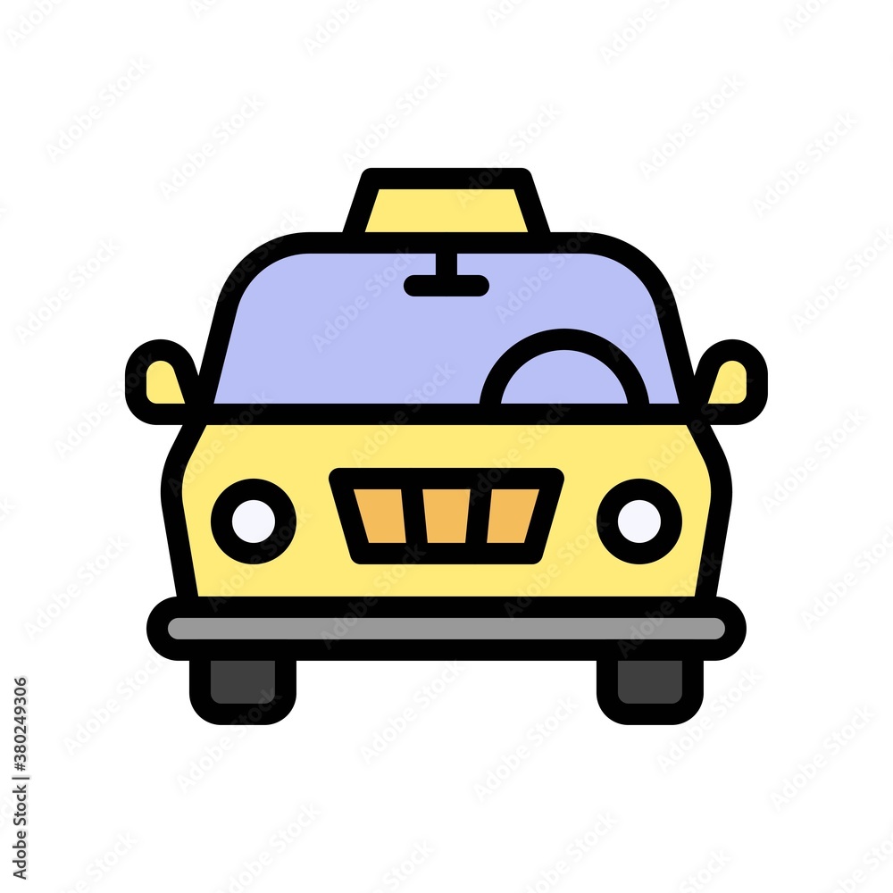 Obraz premium summer holiday related summer car or texi with lights and mirror vector with editable stroke,