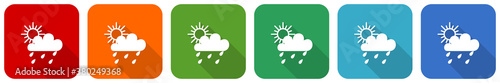 Rain icon set, flat design vector illustration in 6 colors options for webdesign and mobile applications