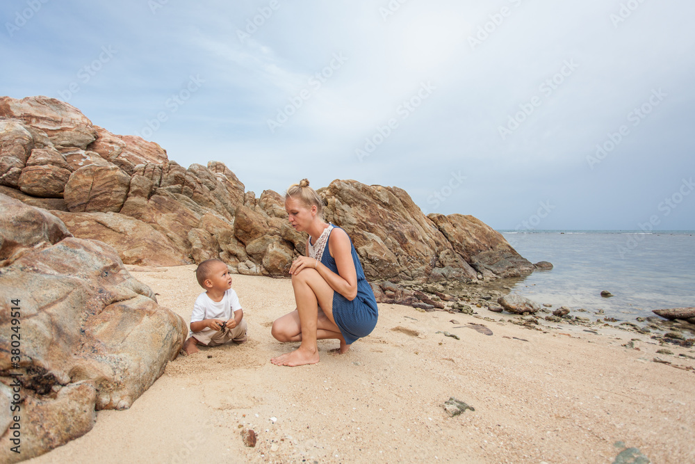 Mother and Son Spending Time at the Beach Mother and Son Spending Time at the Beach