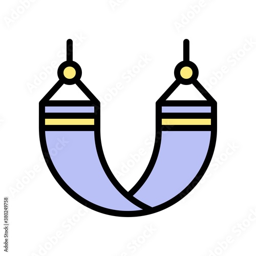 summer holiday related hammock for cradle with stuck in tree vector with editable stroke,