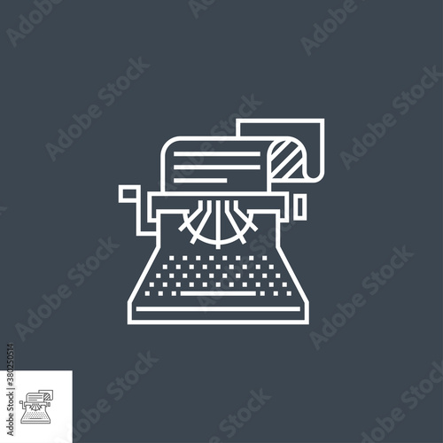 Copywriting Related Vector Thin Line Icon. Isolated on Black Background. Editable Stroke. Vector Illustration.
