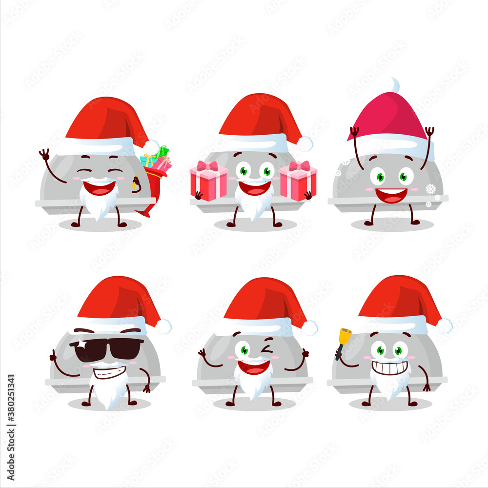 Santa Claus emoticons with silver cloche cartoon character
