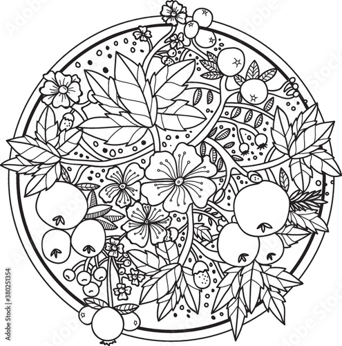 intricate flower and berries design