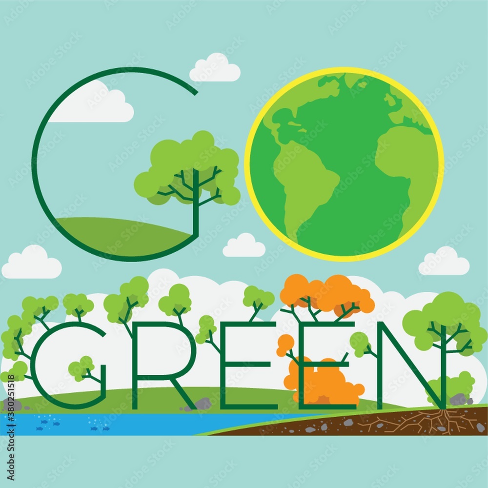 Go green lettering design