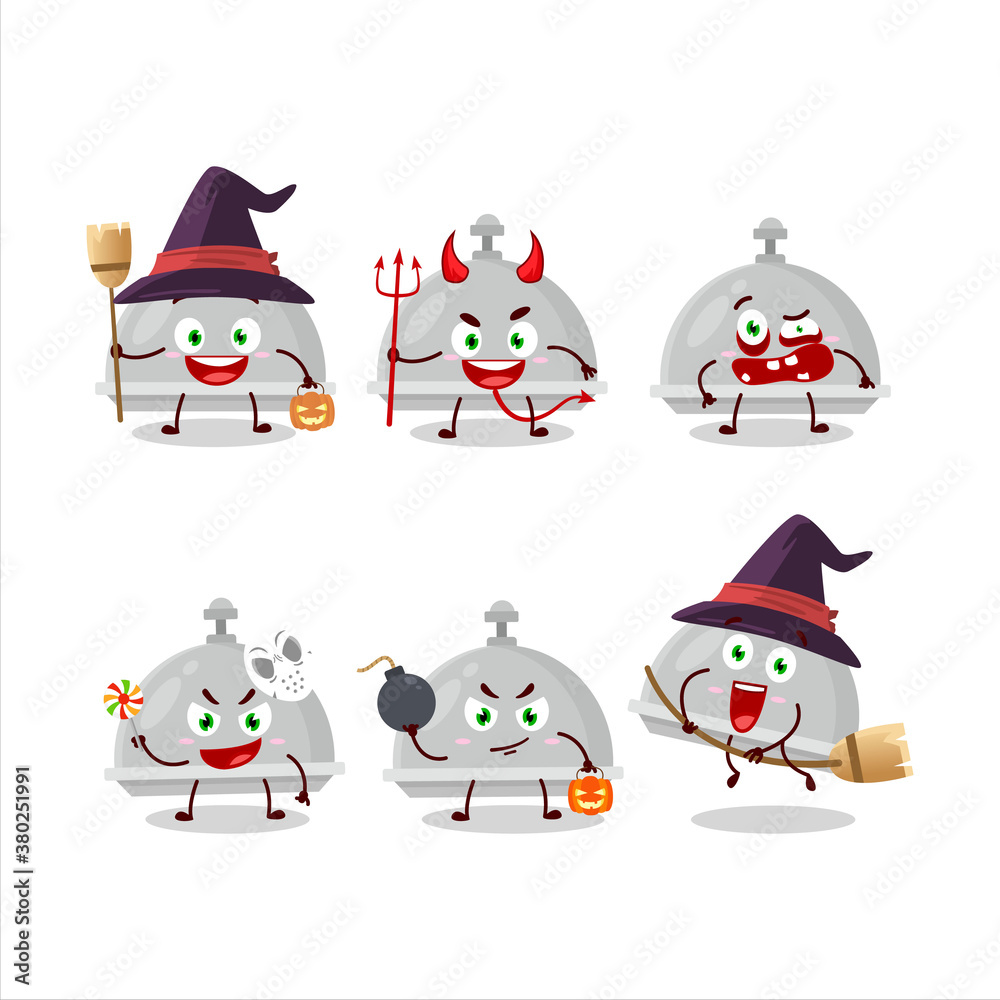 Halloween expression emoticons with cartoon character of silver cloche Halloween expression emoticons with cartoon character of silver cloche