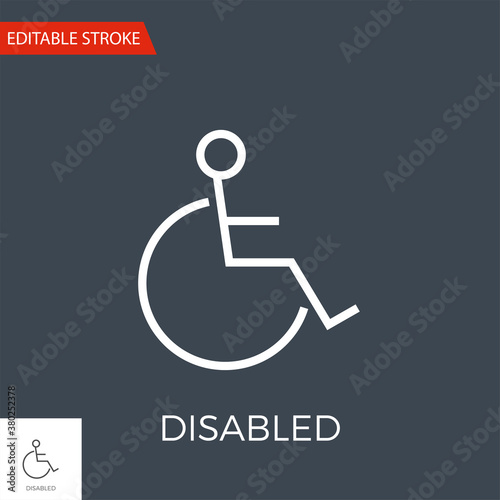 Disabled Thin Line Vector Icon. Flat Icon Isolated on the Black Background. Editable Stroke EPS file. Vector illustration.