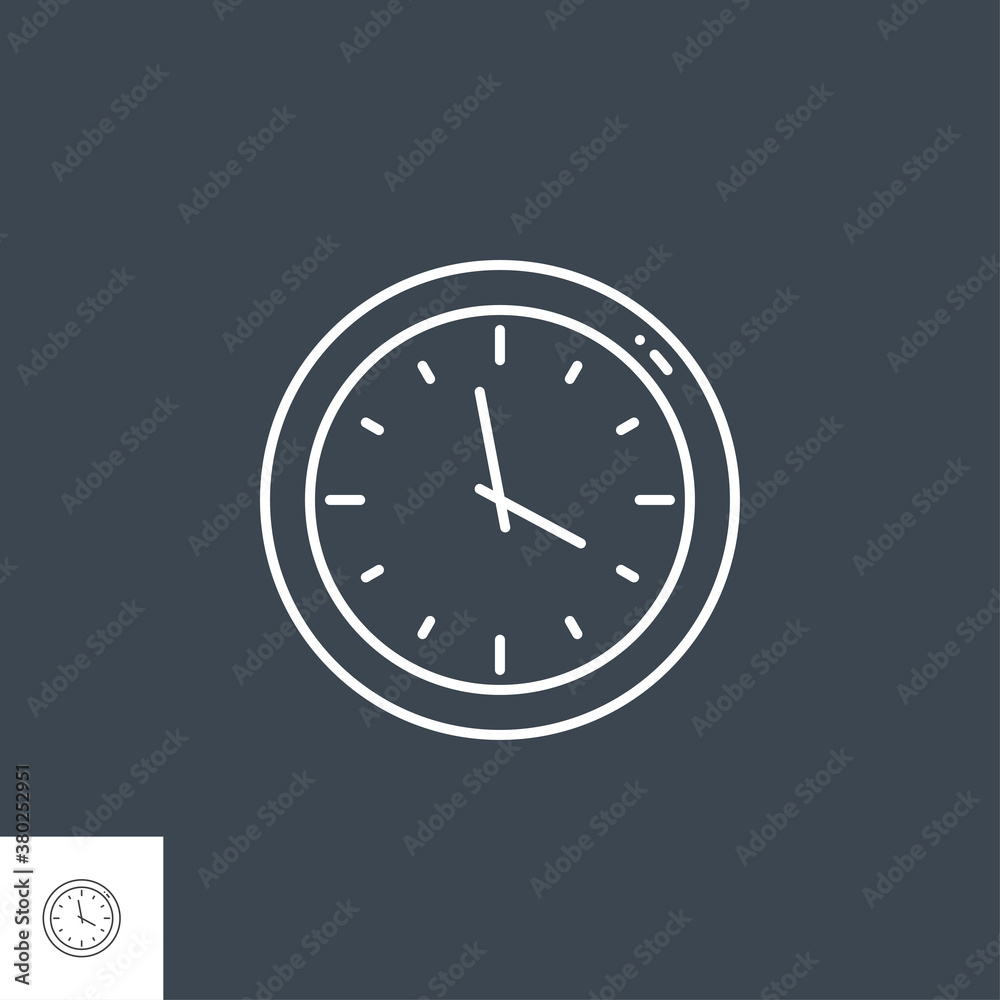 Clock Related Vector Line Icon. Isolated on Black Background. Clock Related Vector Line Icon. Isolated on Black Background.