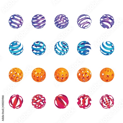 Set of abstract logo elements