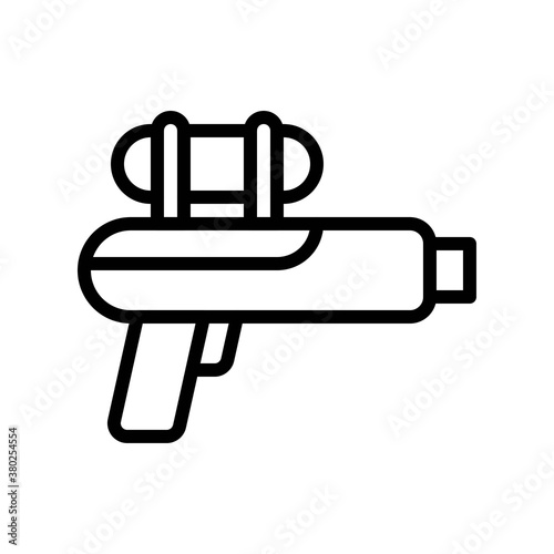 summer holiday related water gun with water tank and button vector in lineal style,