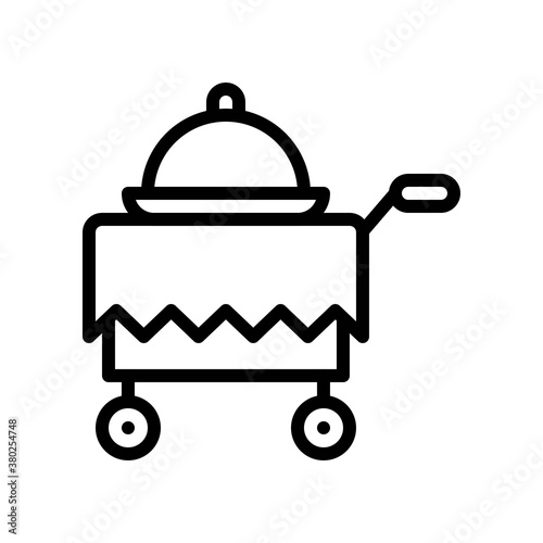 summer holiday related food trolly with food basket and handle vector in lineal style,