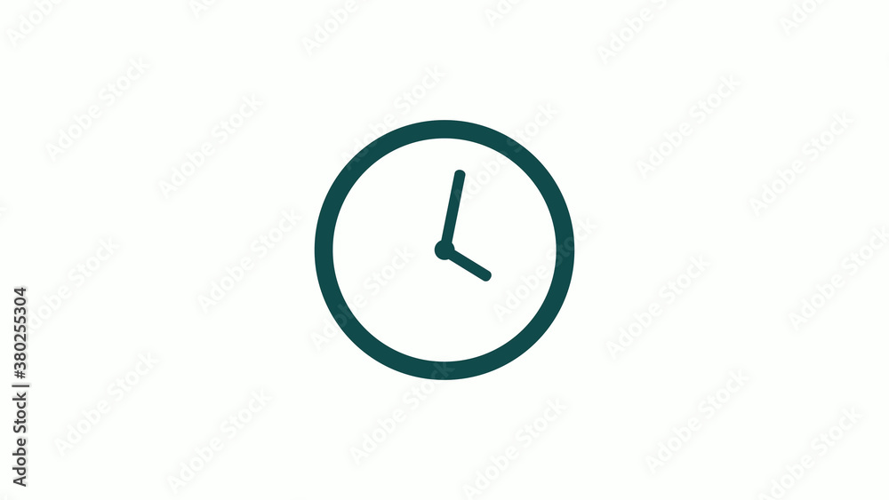 Amazing cyan dark circle 12 hours clock icon without trick,12 hours clock icon on white background
