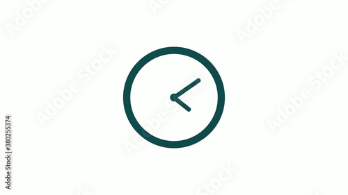 Amazing cyan dark circle 12 hours clock icon without trick,12 hours clock icon on white background