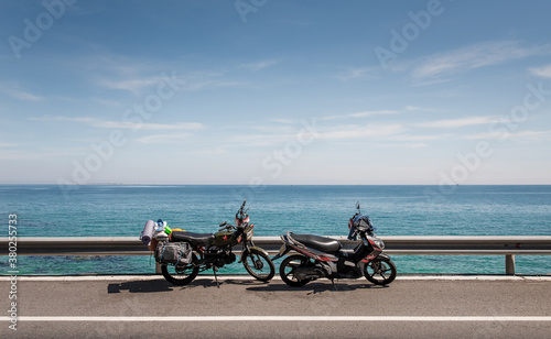 Two motorcycles on the road trip in Vietnam