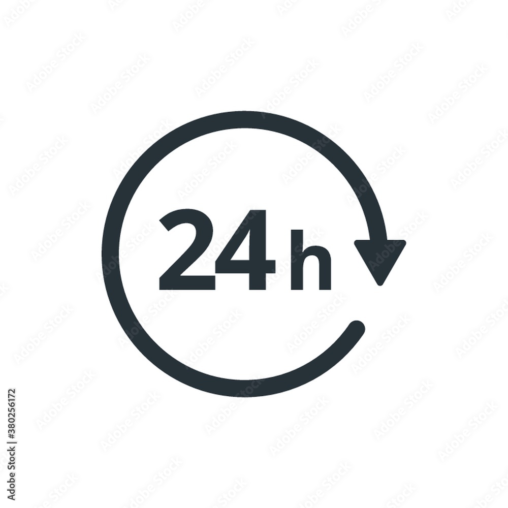 24 hour icon. 24 hour icon.