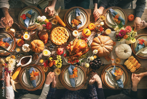 Fototapeta Thanksgiving celebration traditional dinner concept