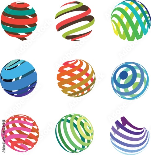 Spherical logo element design pack.