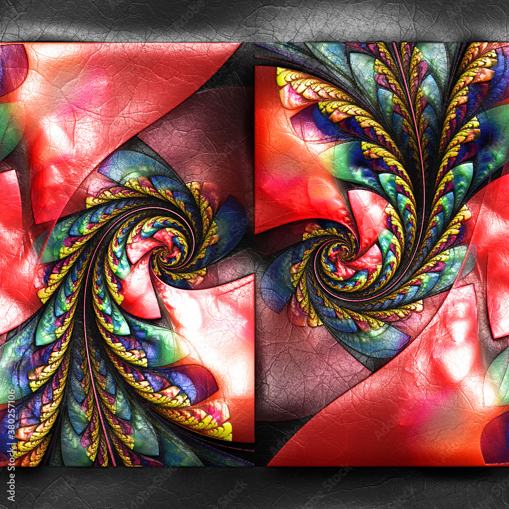 Obraz premium 3D rendering of plastic background with embossed fractal on leather