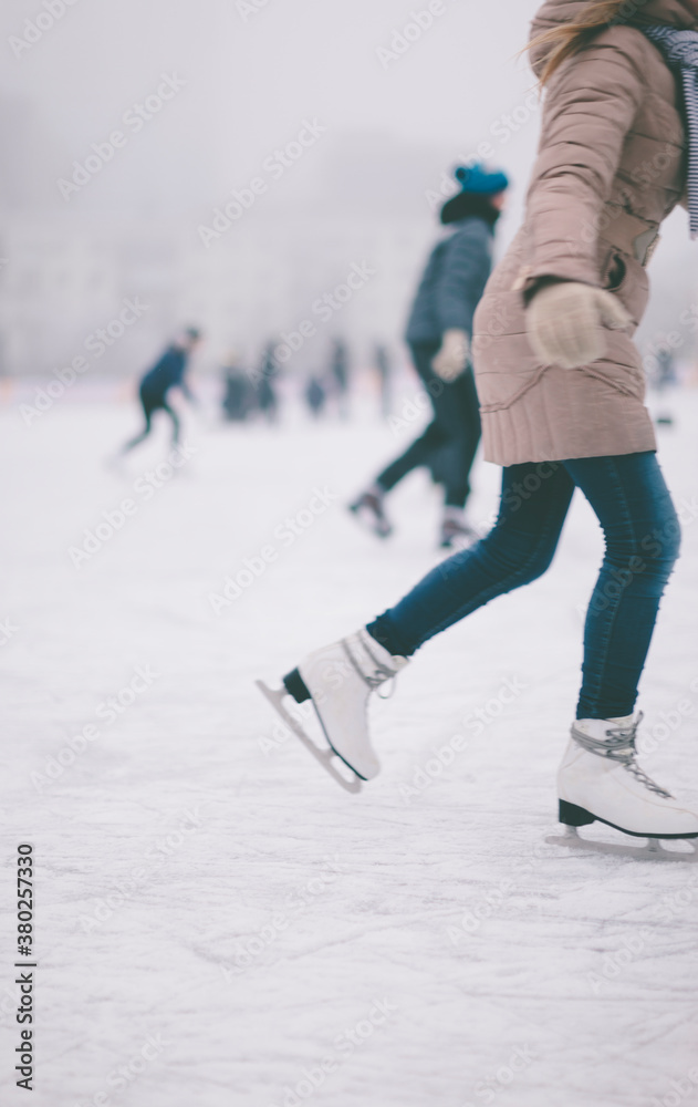Ice rink , selective focus on nearest part of ice Ice rink , selective focus on nearest part of ice